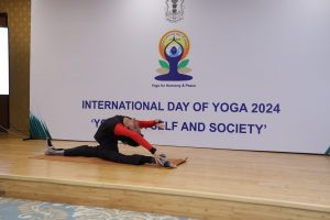 Yoga Asanas being taught on International Yoga Day